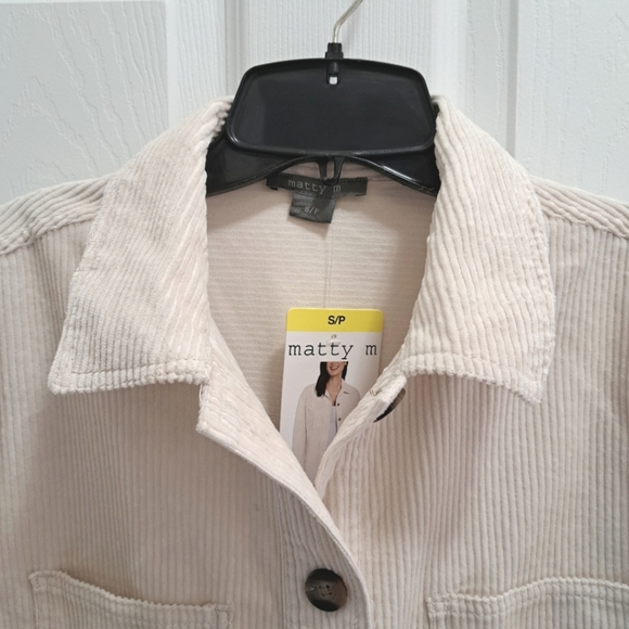Matty M Corduroy Shirt Jacket Women's Small Cream Button Up Jacket NWT - Picture 6 of 16